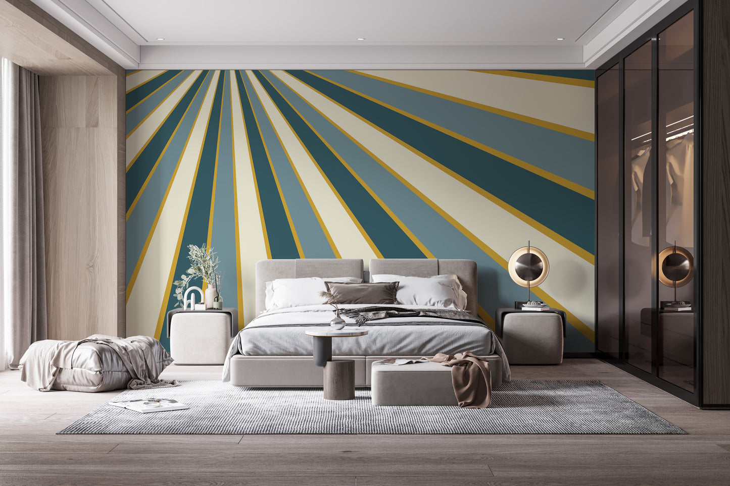 Contemporary striped pattern mural wallpaper