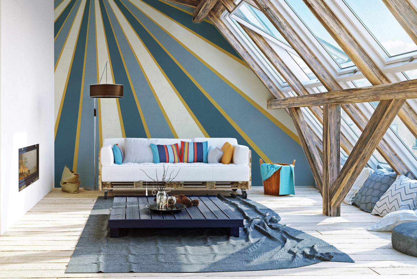 Abstract stripes design wallpaper mural