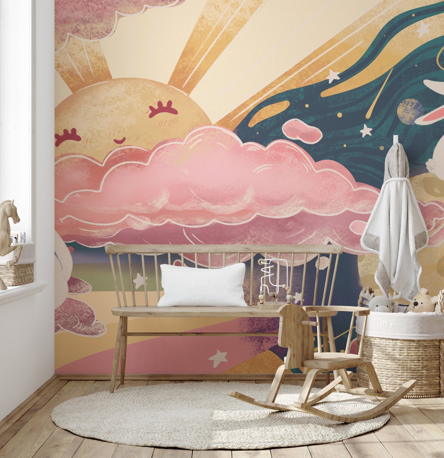 Yellow sun pastel mural