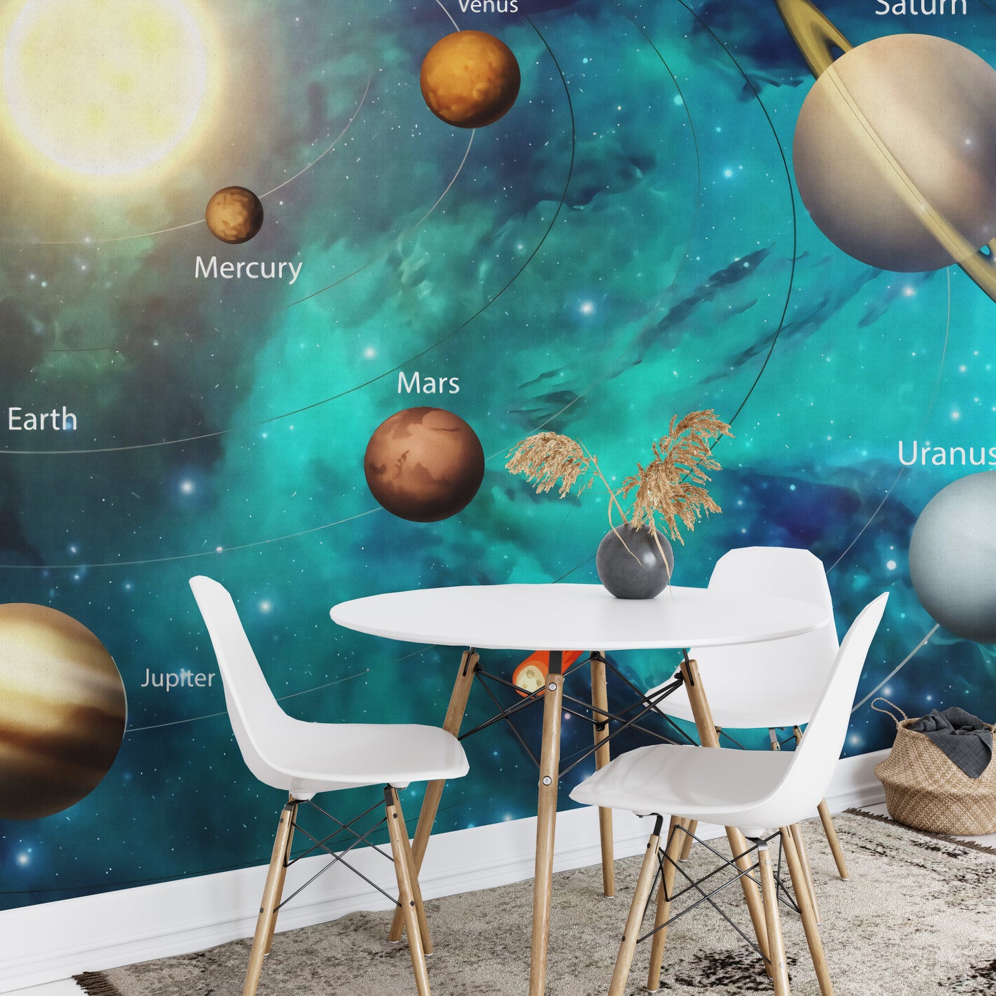 Colorful planets wall mural