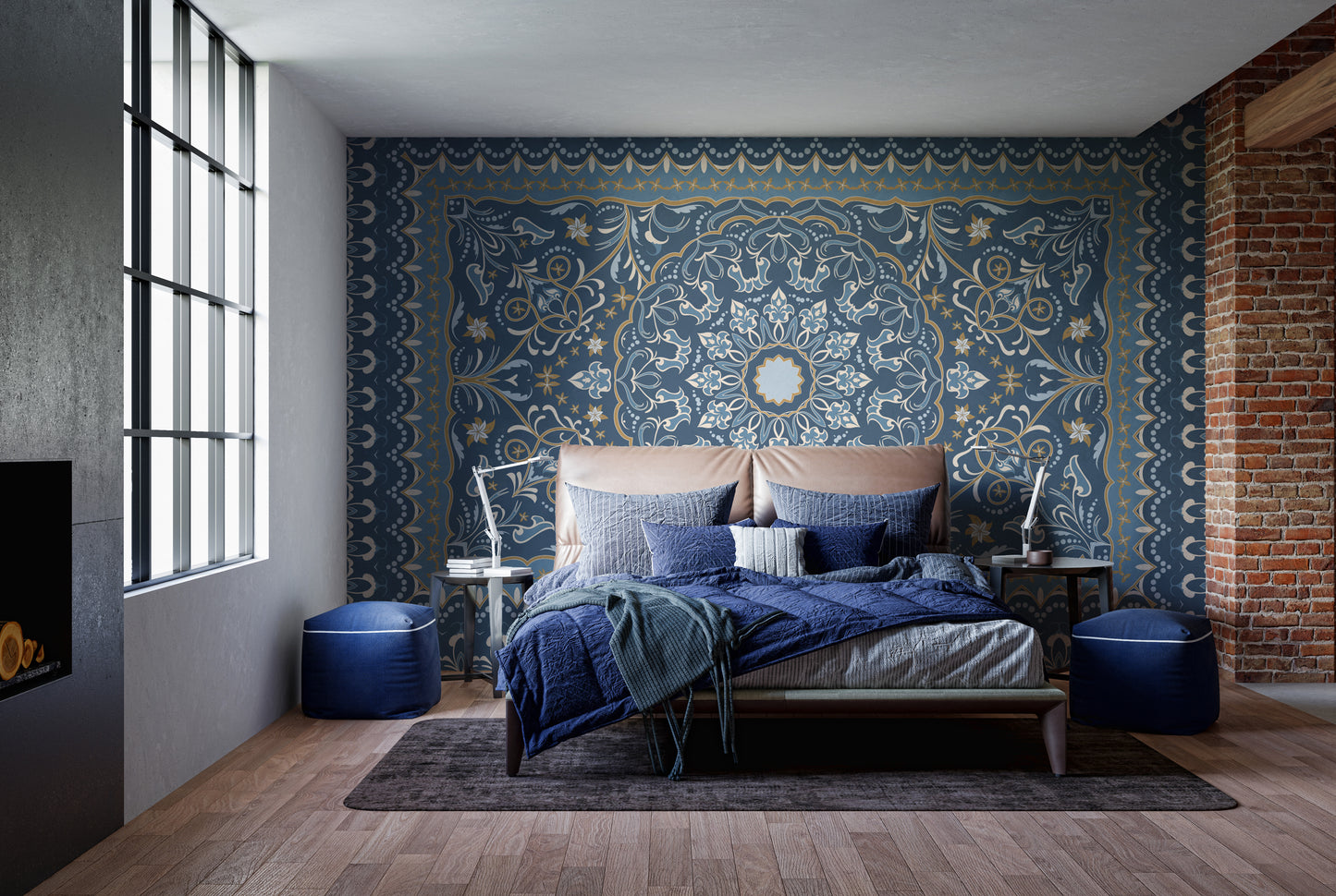 Persian Rug Design Wallpaper Mural for Living Rooms