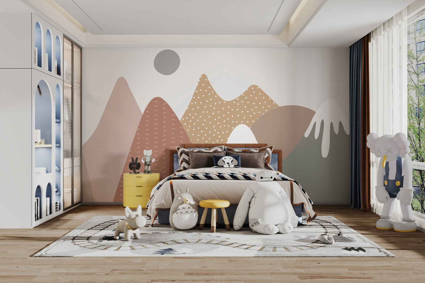 Calm Beige Hills Nursery Wallpaper