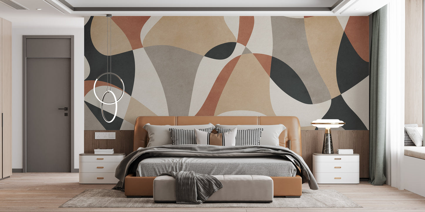 Artistic bold geometric infusion wallpaper for chic walls.