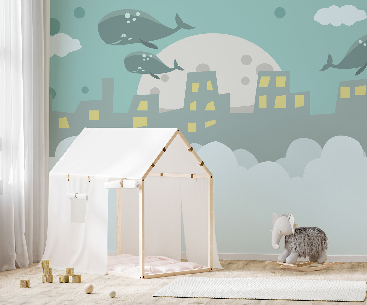 Majestic aerial mural with scenic views for modern wall decor.