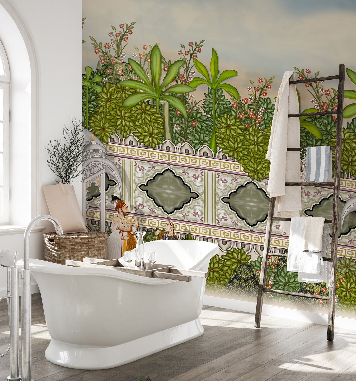Paradise wallpaper mural with a stunning oil paint effect.