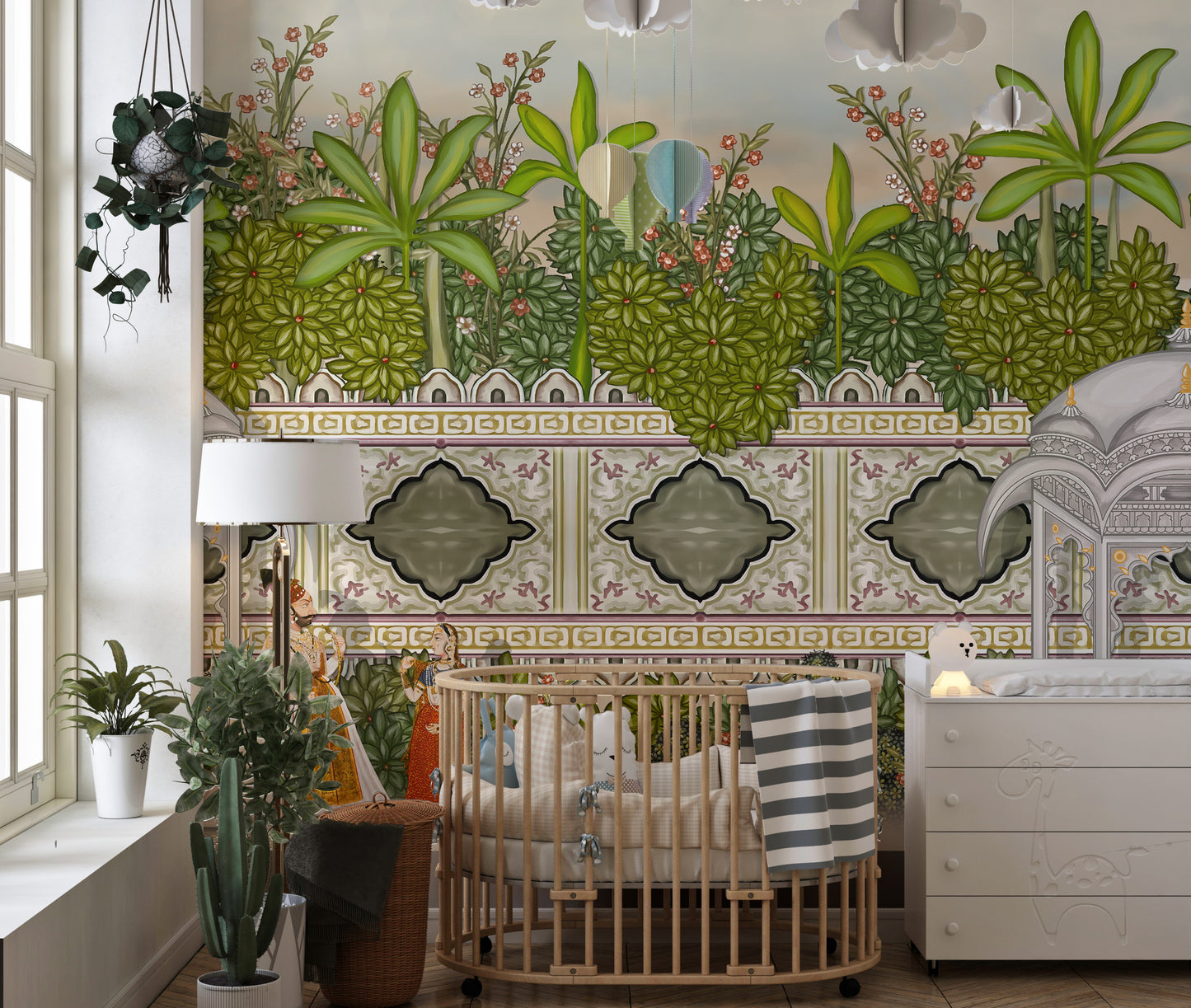 Elegant oil paint mural featuring a paradise theme for walls.
