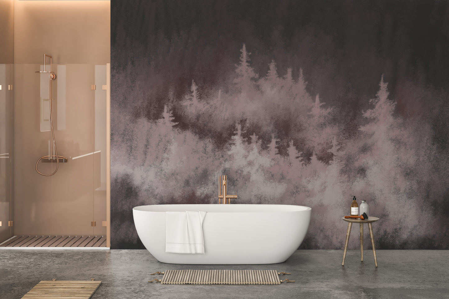 Romantic rose woodland mural creating a tranquil ambiance.