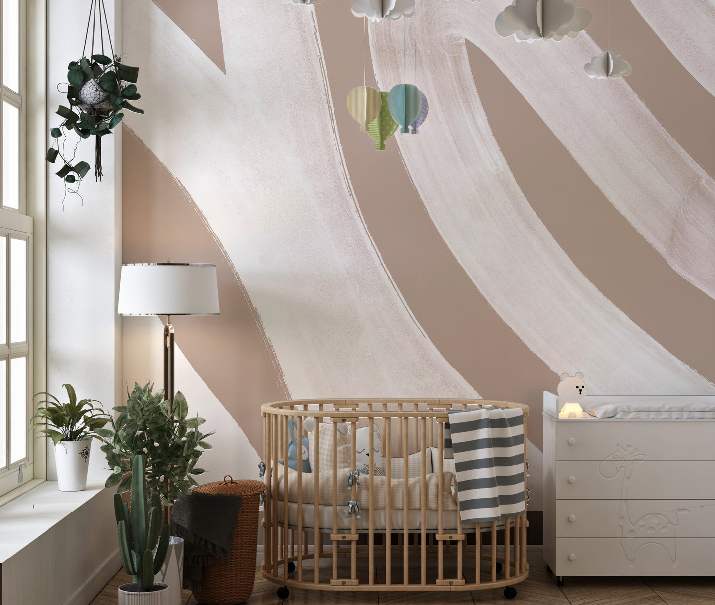 White waves wallpaper with a flowing abstract design.