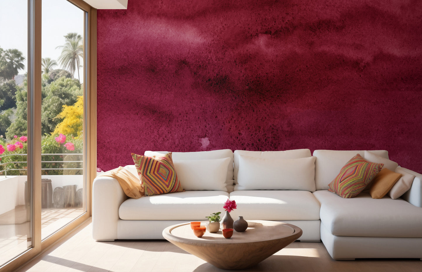 Artistic wallpaper mural featuring wine-infused hues.
