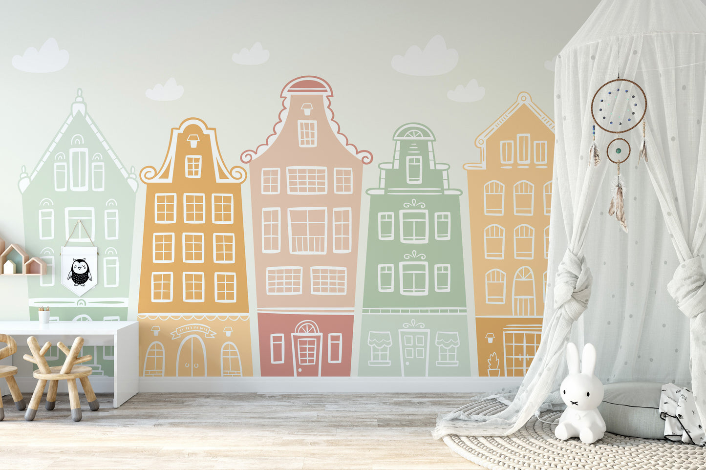 Fun mural showcasing a building block bonanza for playful walls.