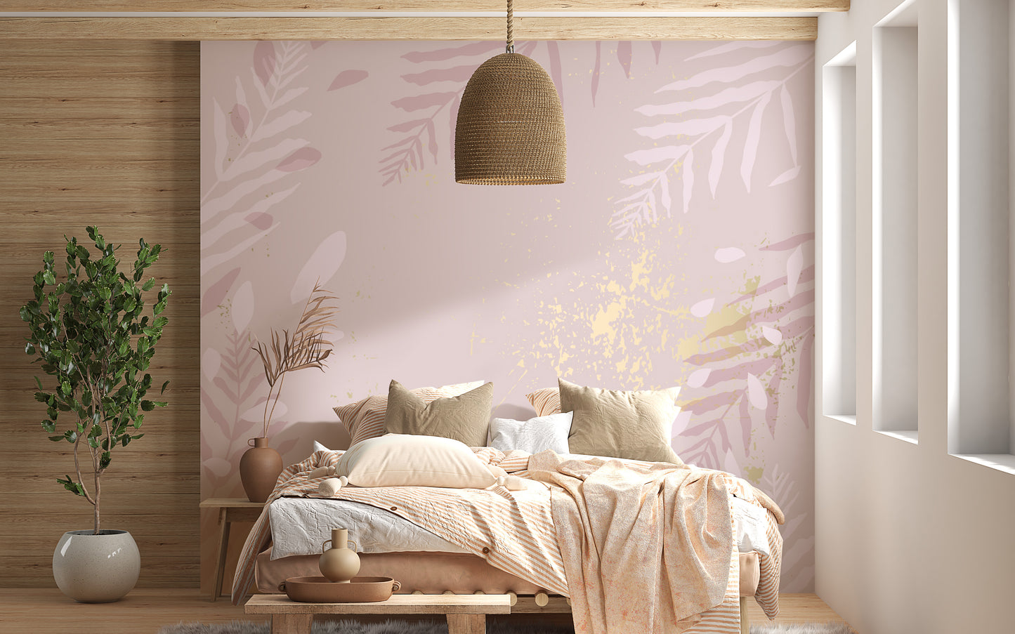 Artistic gilded pastel mural for stylish and graceful interiors.