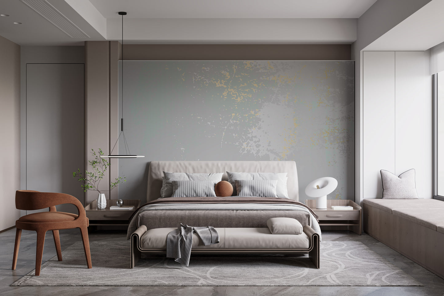 Whispering mist mural adding tranquility to modern interiors.