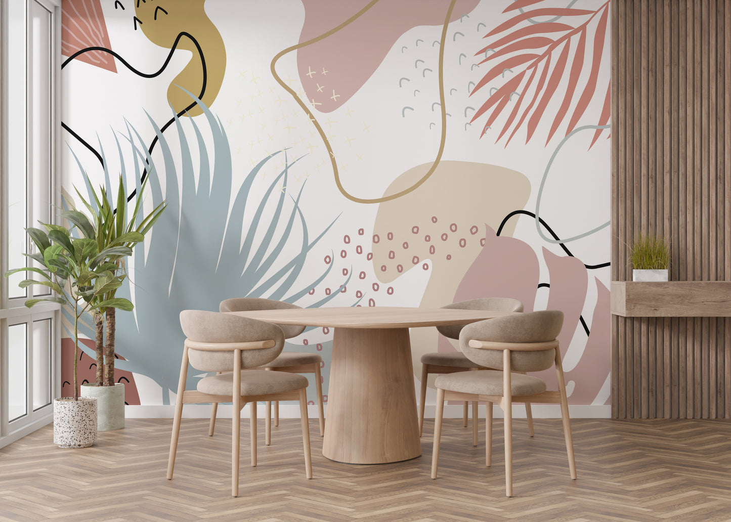 Vibrant leavescape mural with radiant autumn tones for decor.
