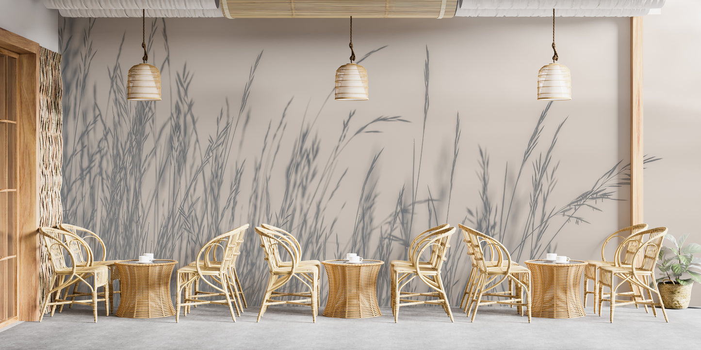 Mysterious fall mural showcasing a foggy and serene forest scene.