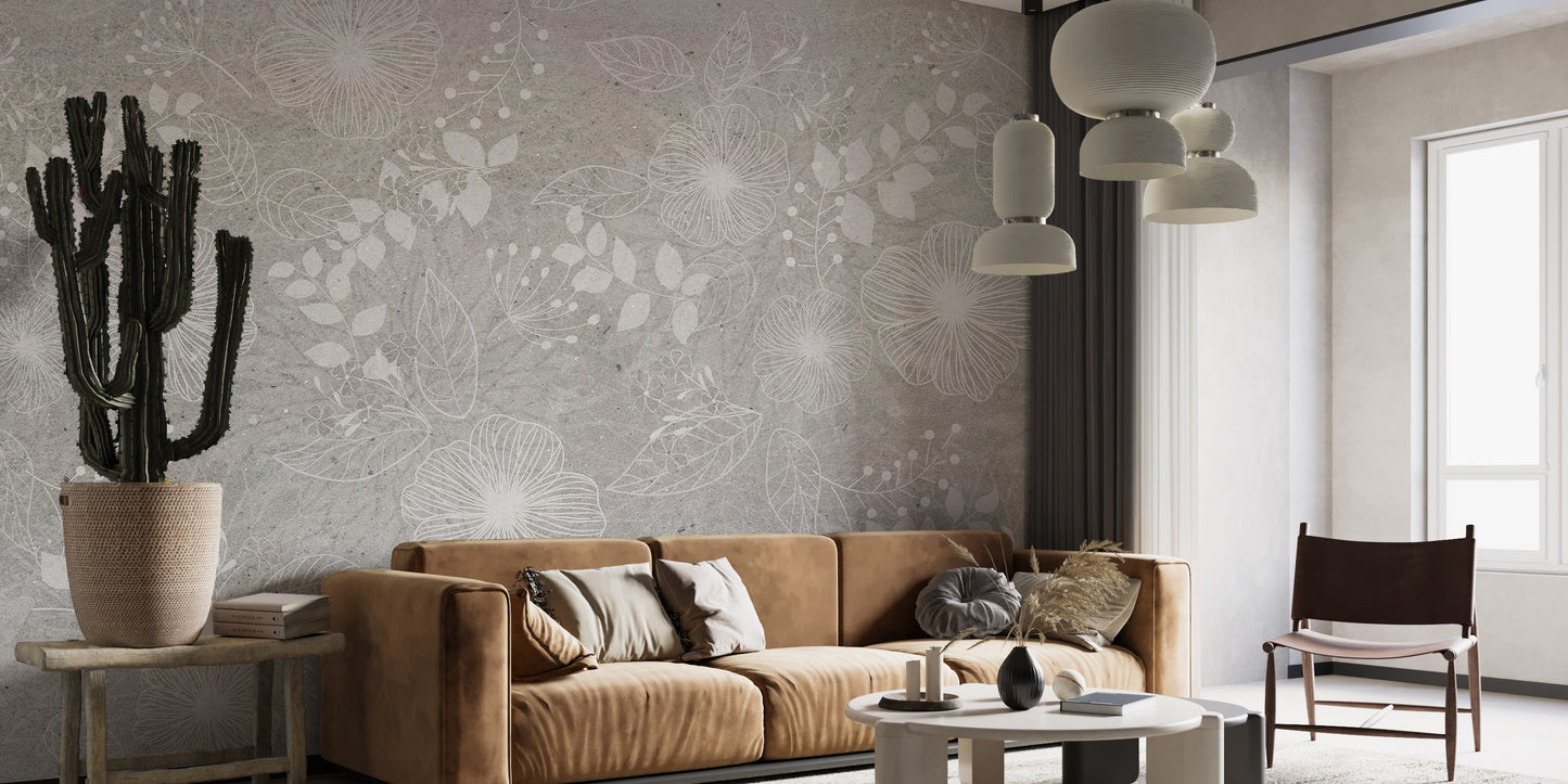 Sophisticated pearl white flower mural for homes
