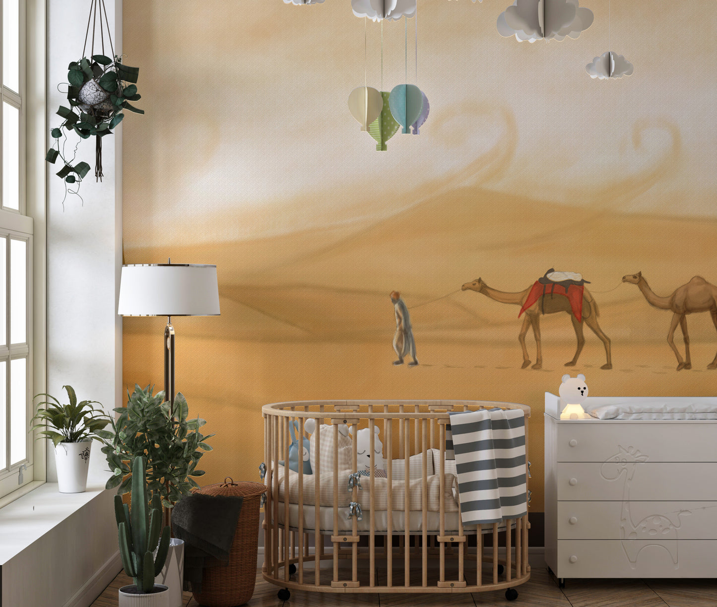 Urban-inspired mystical desert journey mural design