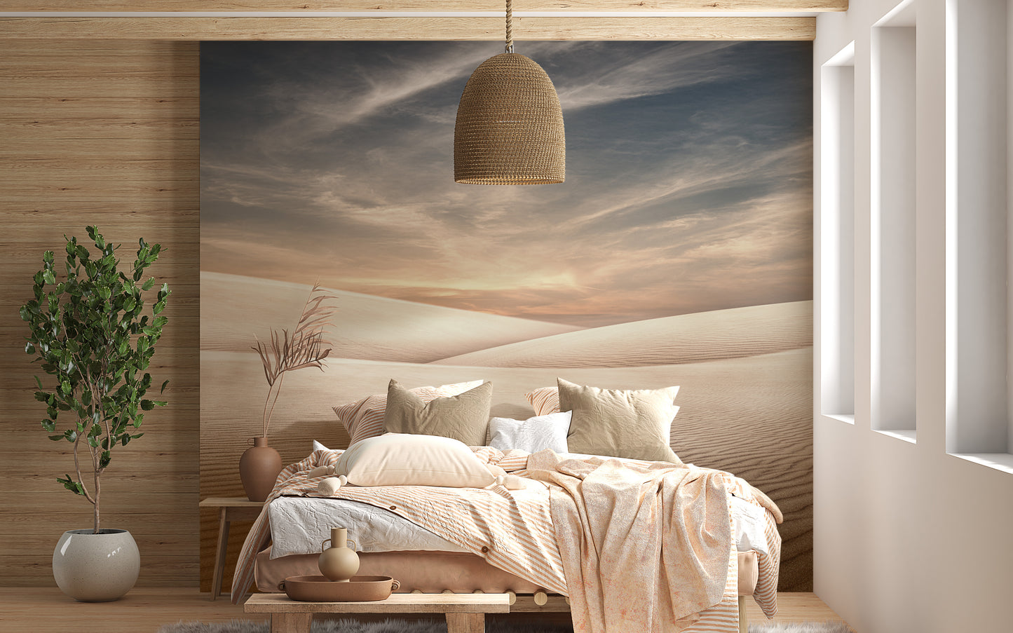 Elegant dune mural creating a natural and timeless atmosphere.