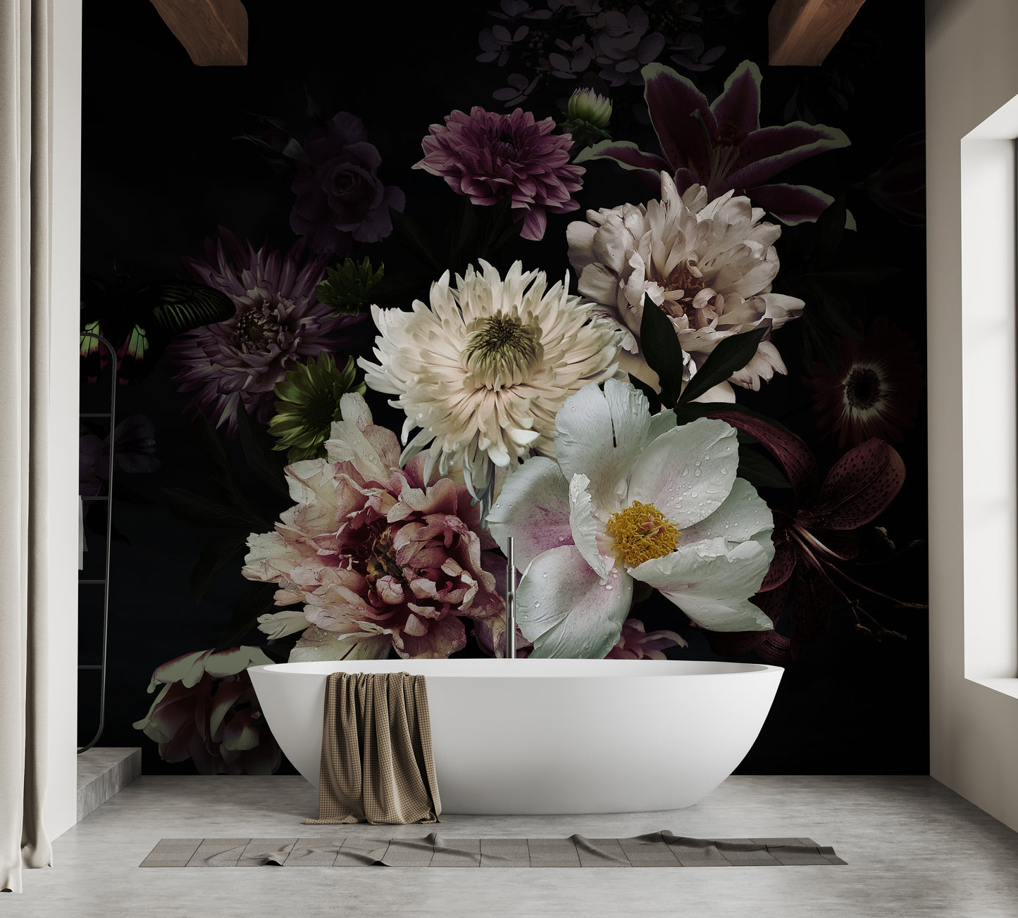 Vibrant butterfly wallpaper adding charm to any living space.
