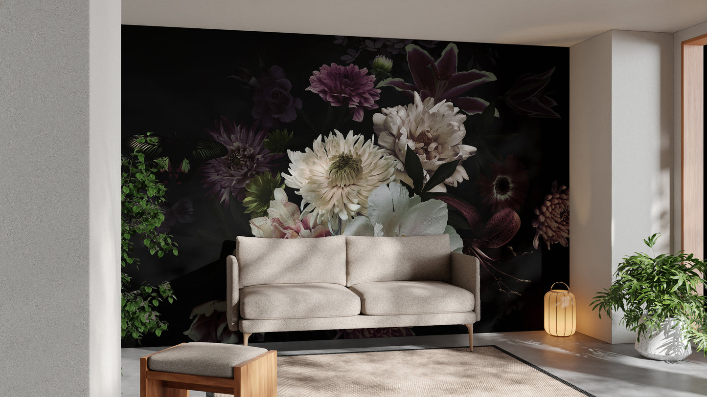 Serene butterfly bouquet mural for stylish and natural interiors.