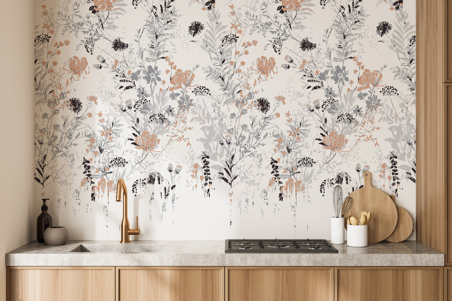 Charming leaf mural for vintage-inspired wall transformations.