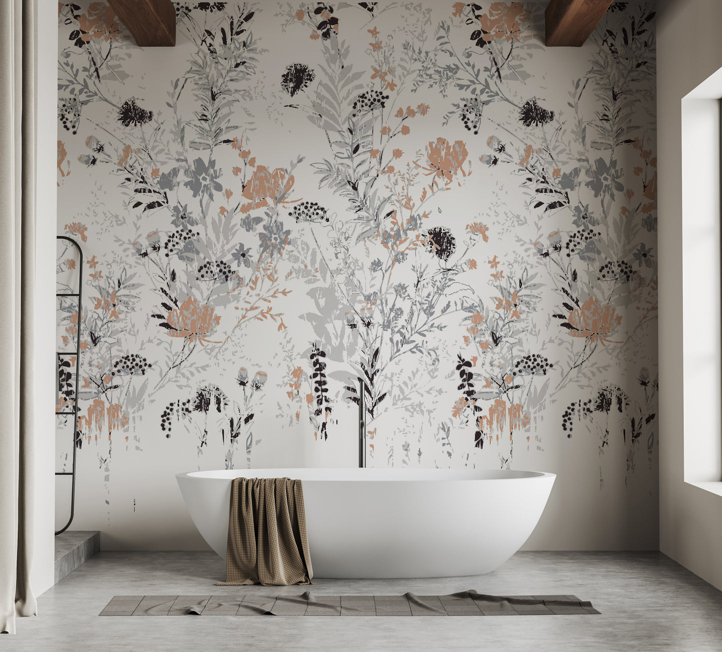 Delicate leaf wallpaper with a vintage and rustic touch.