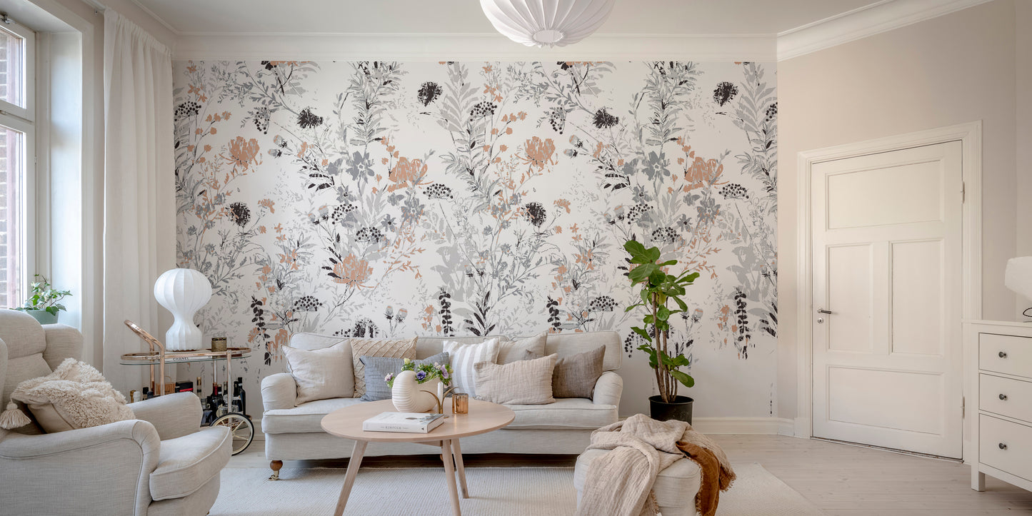 Classic leaf mural with a charming vintage aesthetic.