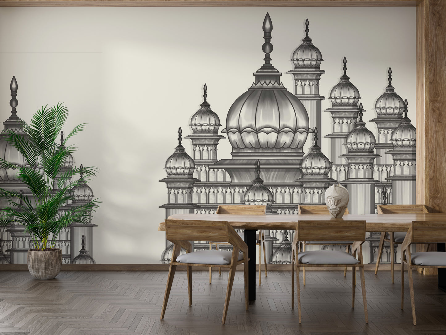 Regal mural inspired by the rich heritage of the Mughals.