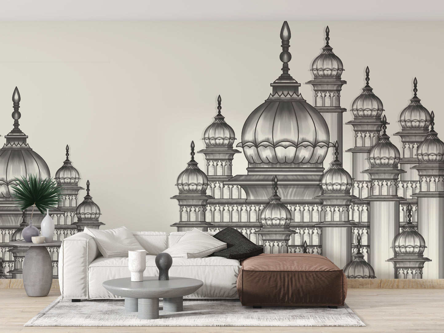 Mughal grandeur mural featuring stunning patterns and motifs.
