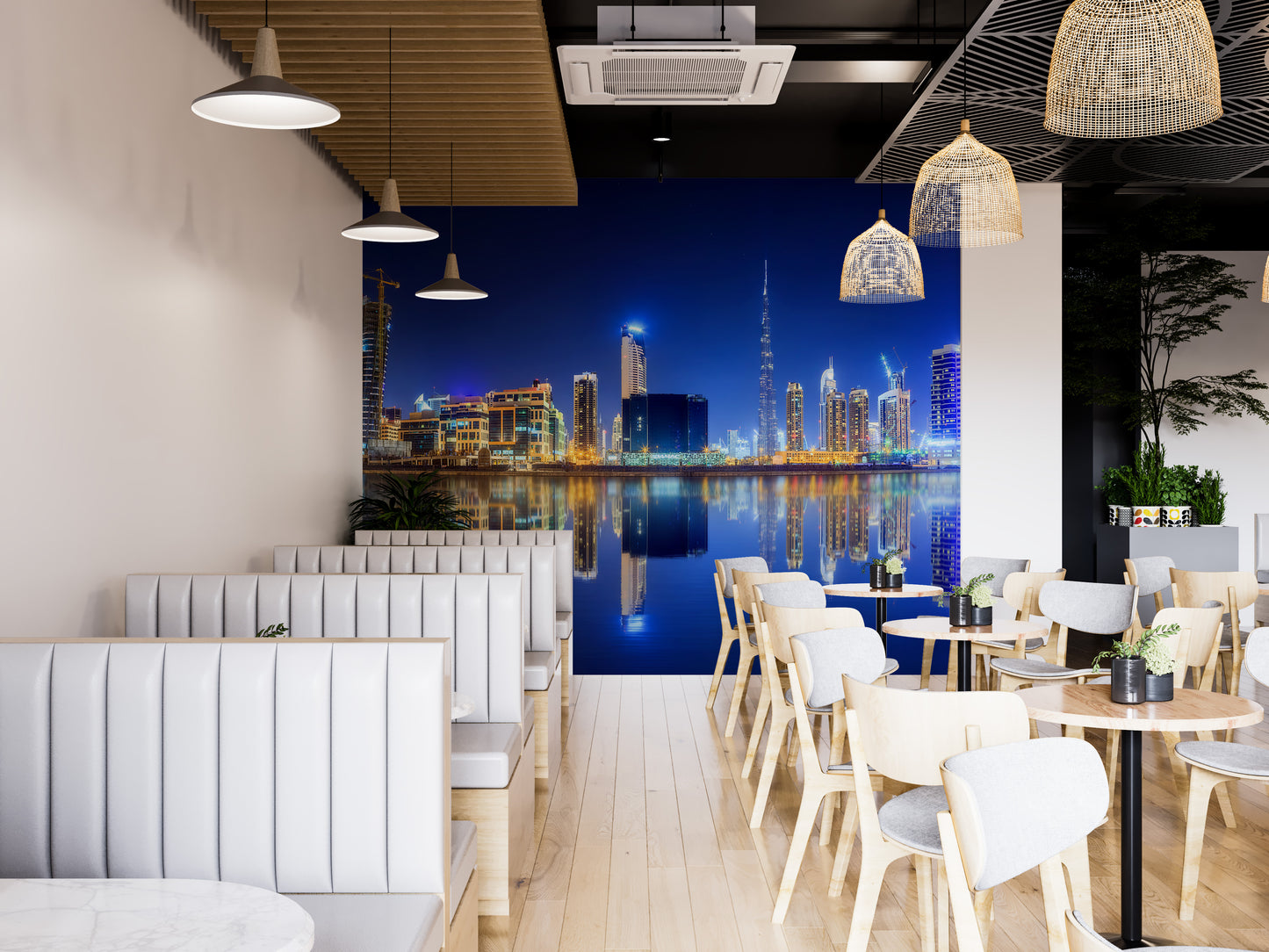 Elegant Dubai cityscape mural for modern wall decor.