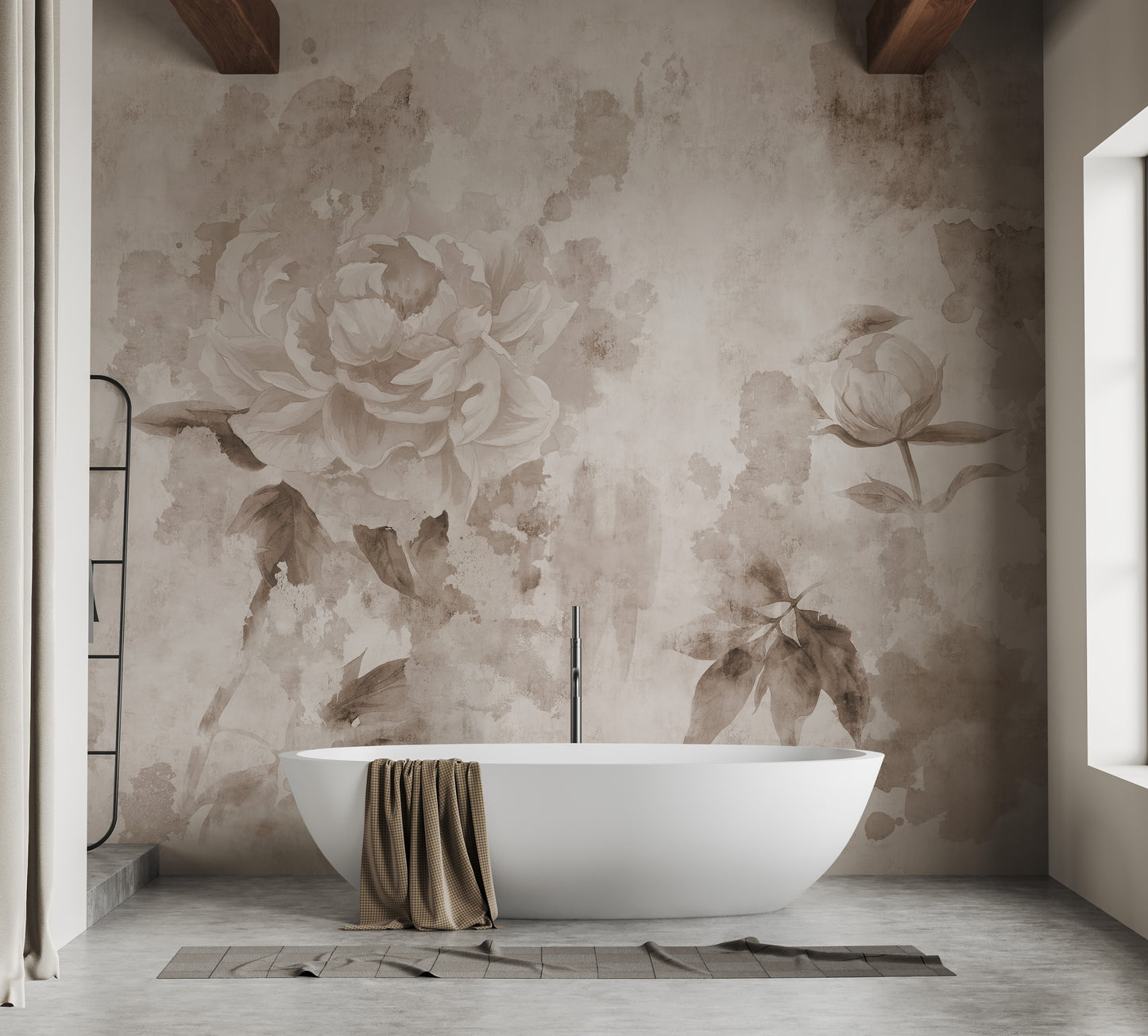Antique floral charm mural with vintage-inspired patterns.