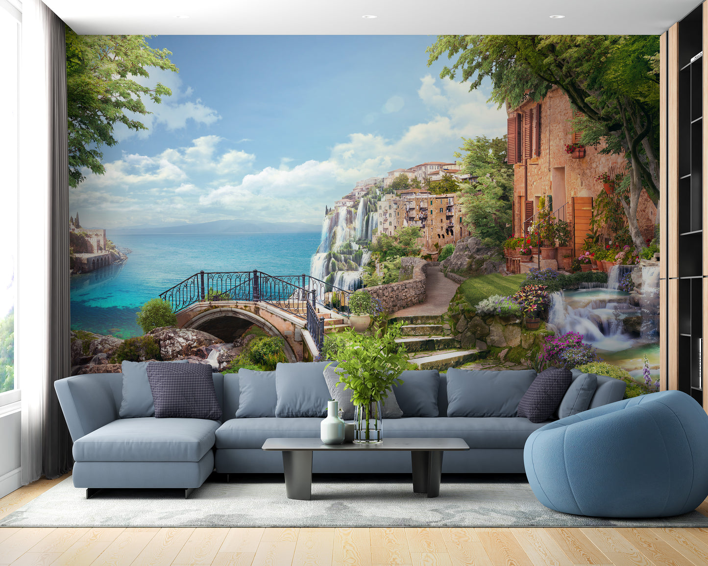 Yellow Florence houses mural for timeless Renaissance-inspired decor.