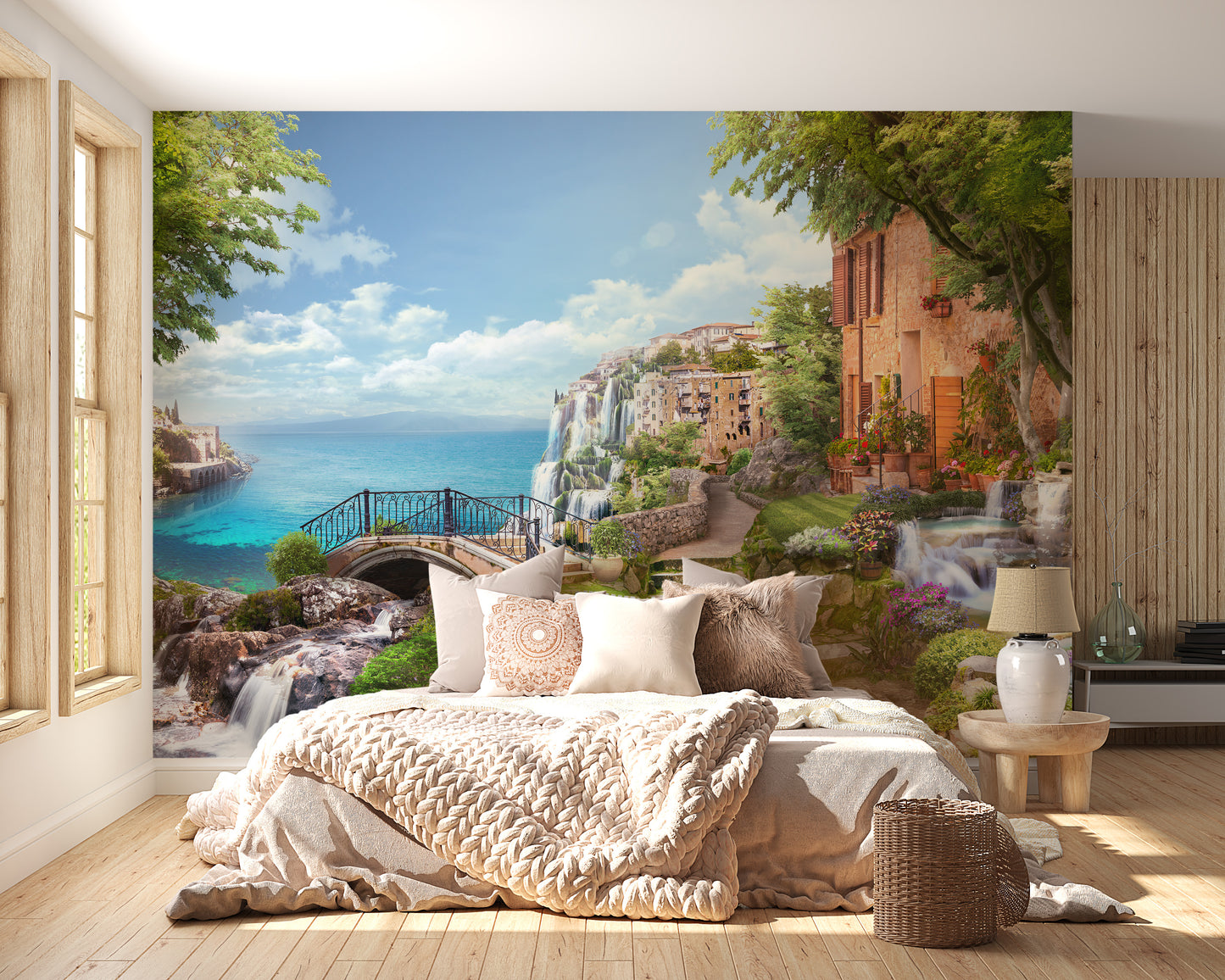 Wall mural featuring yellow Florence Renaissance houses.