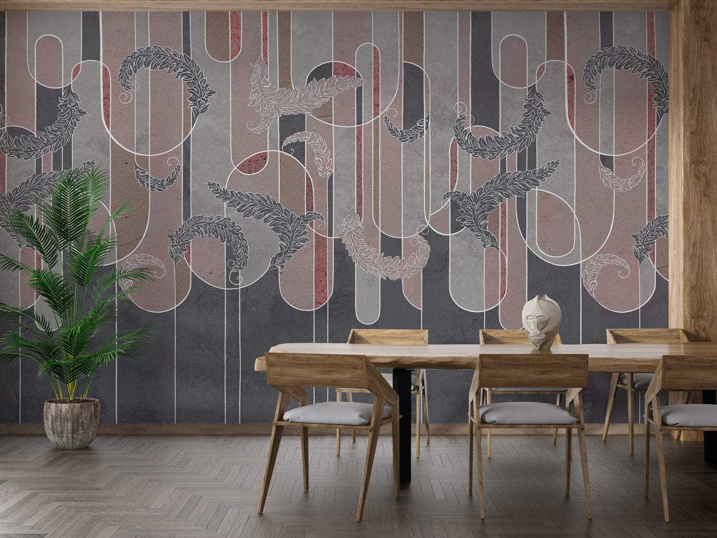 Gritty deco fusion wallpaper mural for striking home interiors.