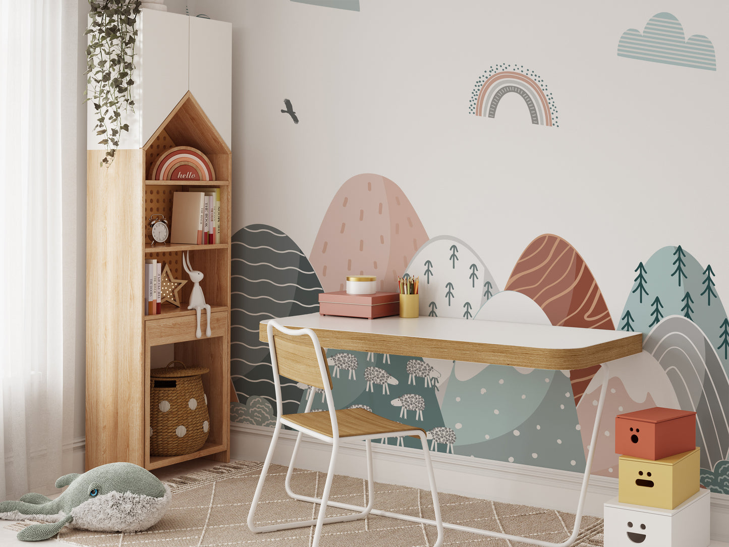 Fun climbing-themed mural for bright and cheerful kids' walls.