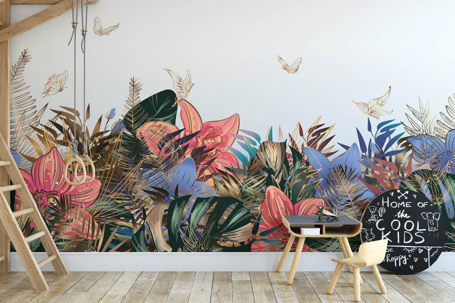 Colorful garden delight mural with vibrant blooms for walls.
