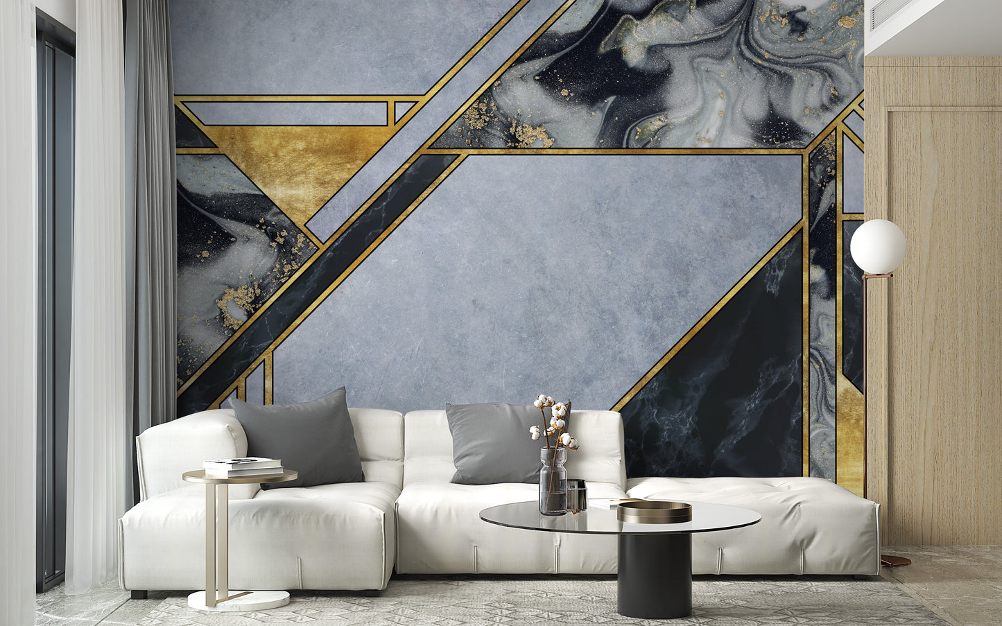 Realistic marble wallpaper mural for luxury-inspired decor.