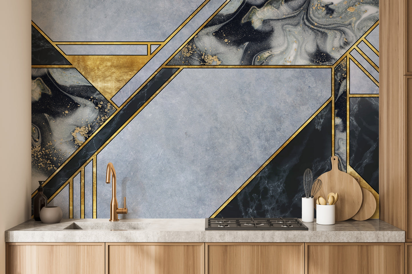 Realistic marble design mural for elegant and modern interiors.