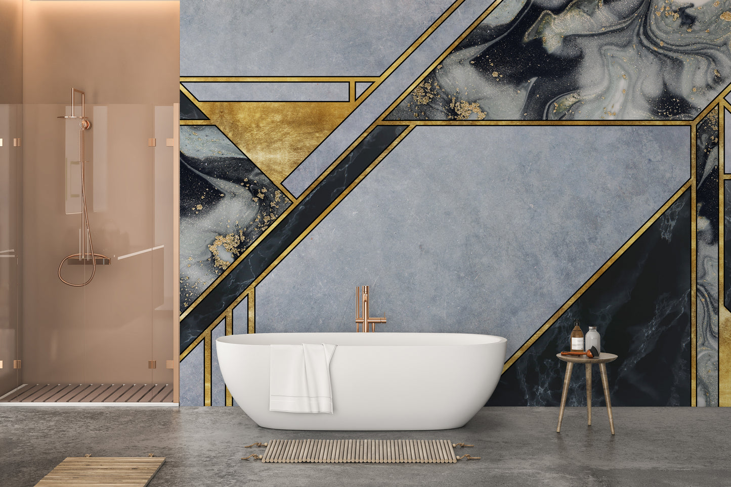 Marble-effect wallpaper mural with lifelike textures for walls.