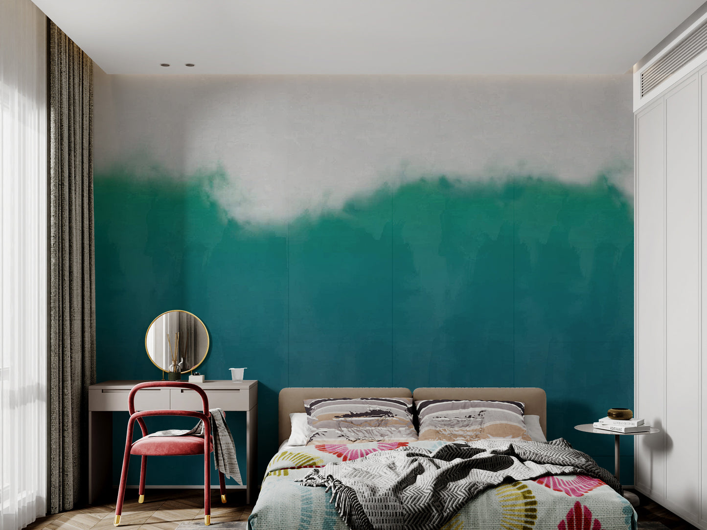 Green Watercolor Wallpaper Mural
