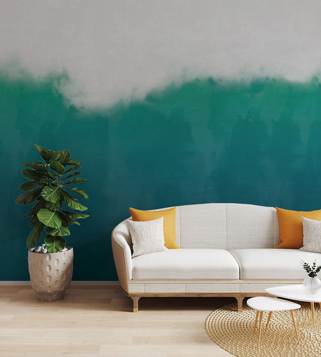 Green Watercolor Wallpaper Mural