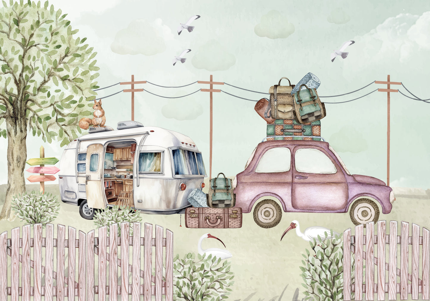 A Trip with Campervan Wallpaper Mural