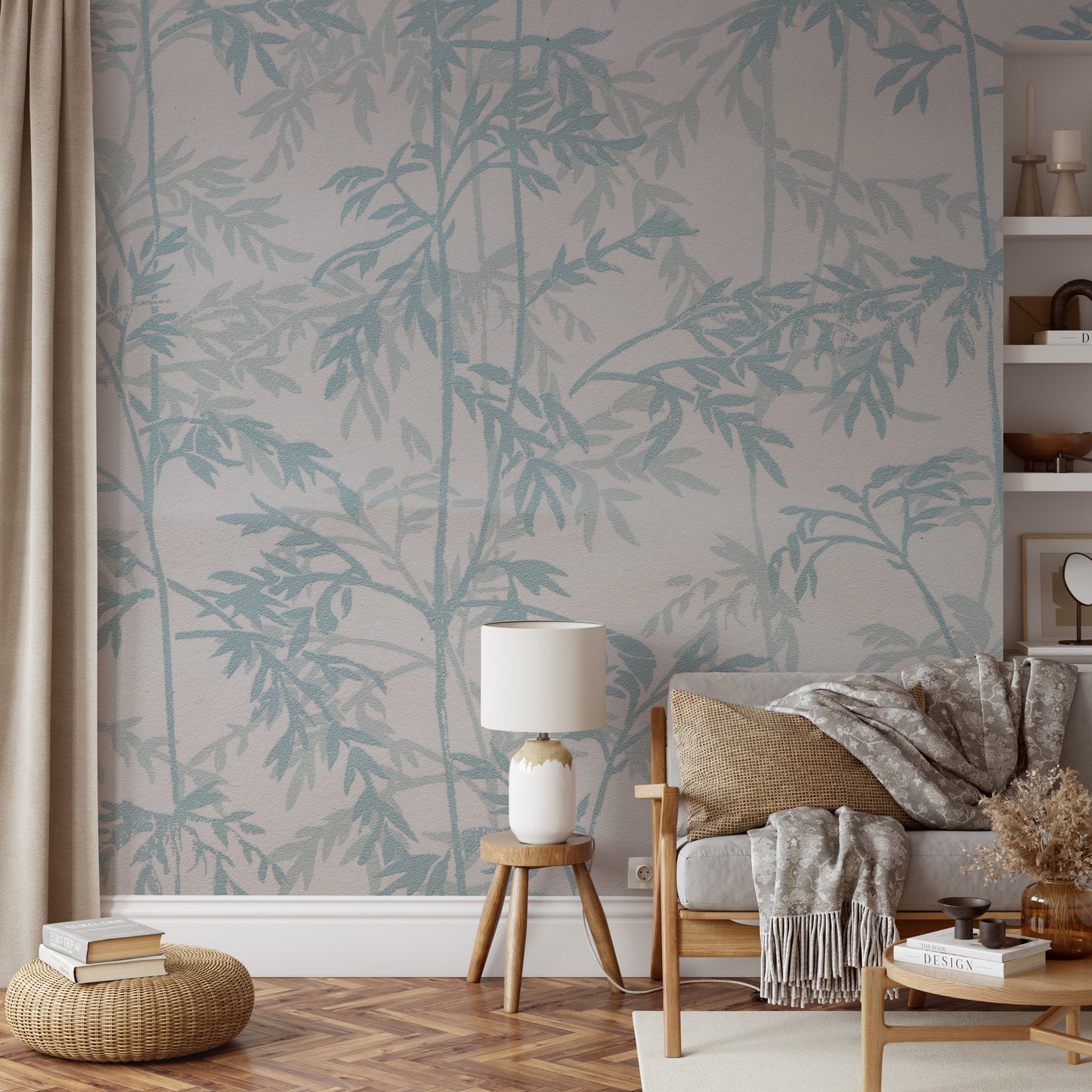 Subtle blue vine texture wallpaper
