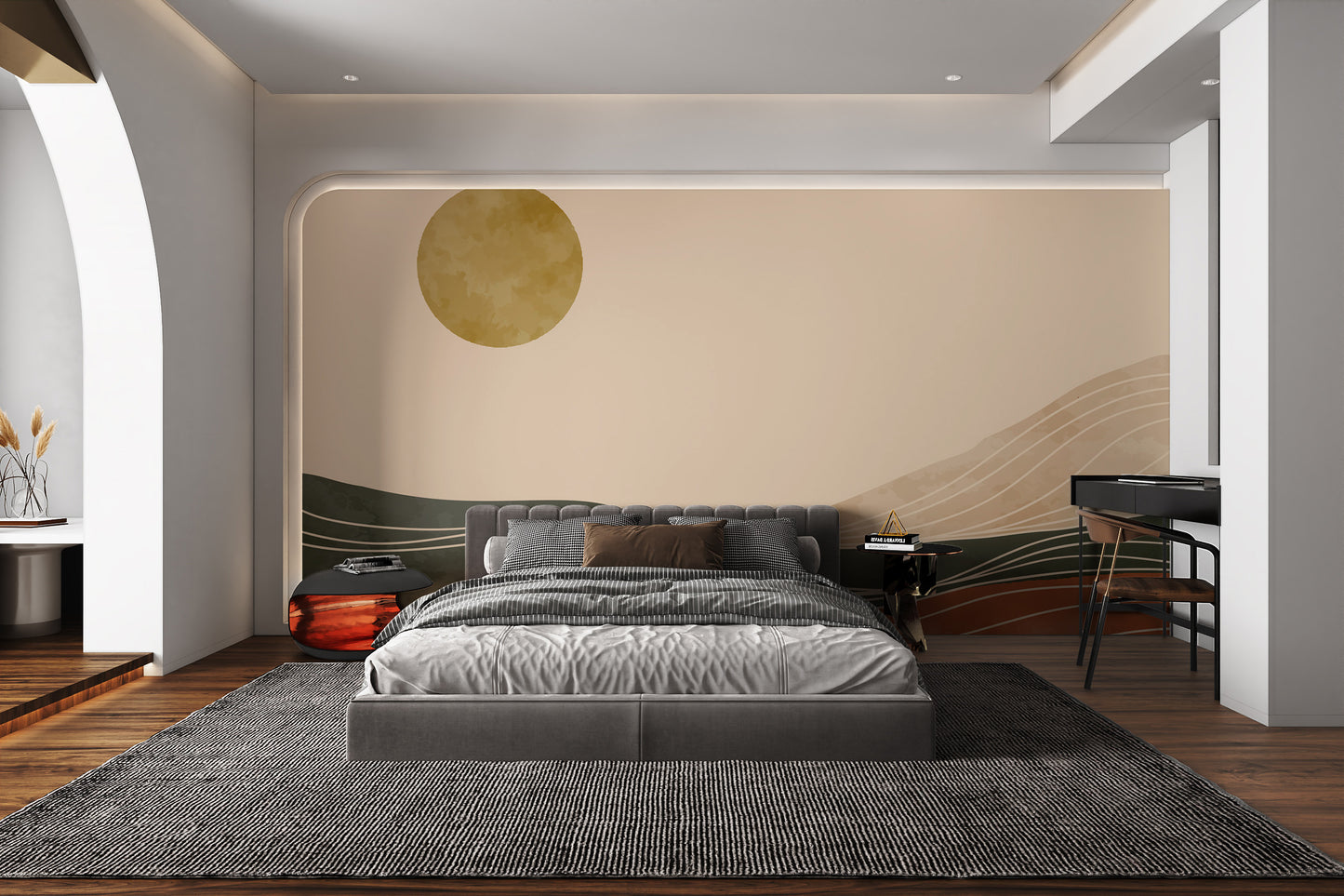 Earthy-toned abstract wallpaper for interiors