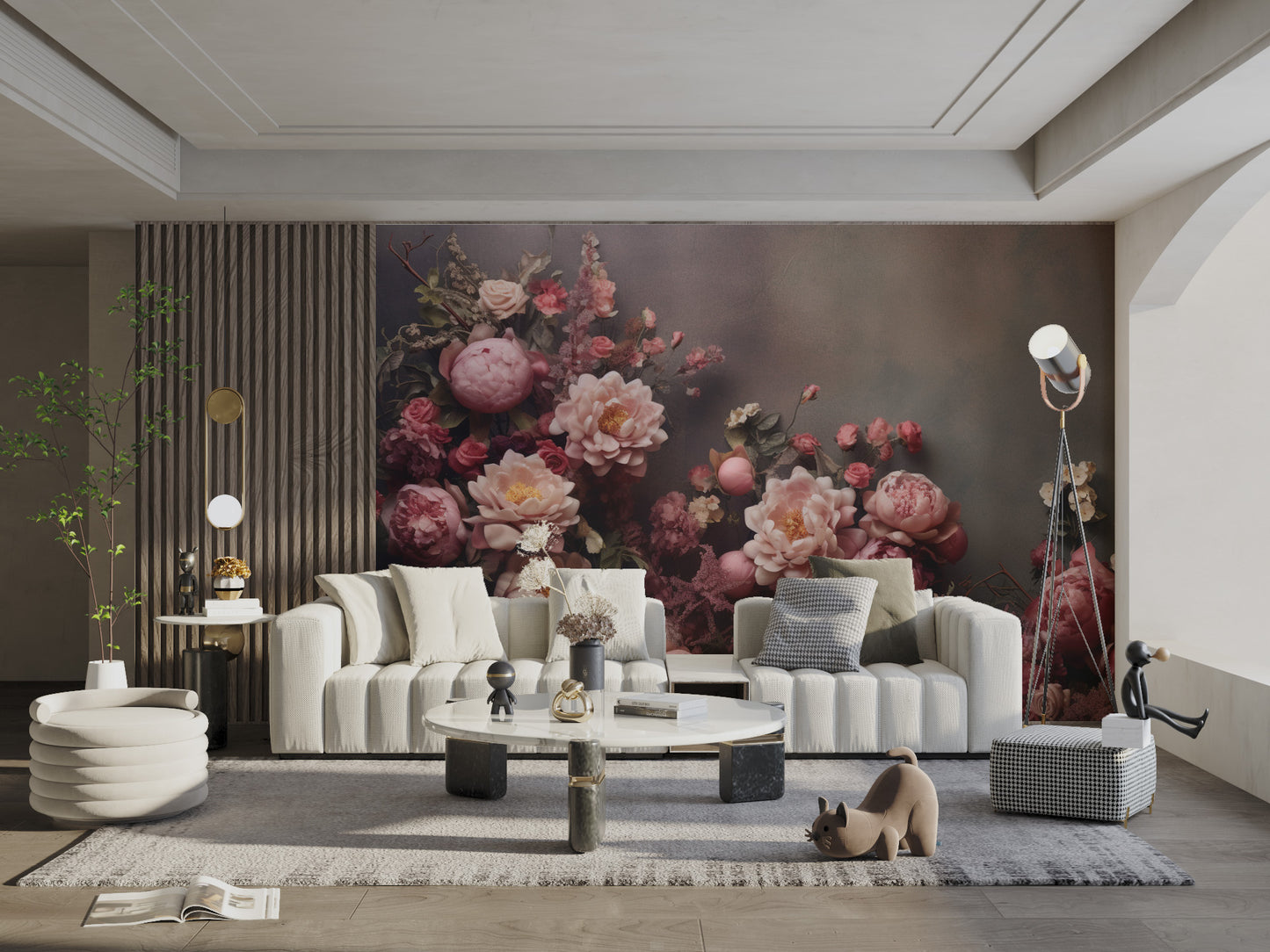 Dark floral wallpaper with classic botanical patterns