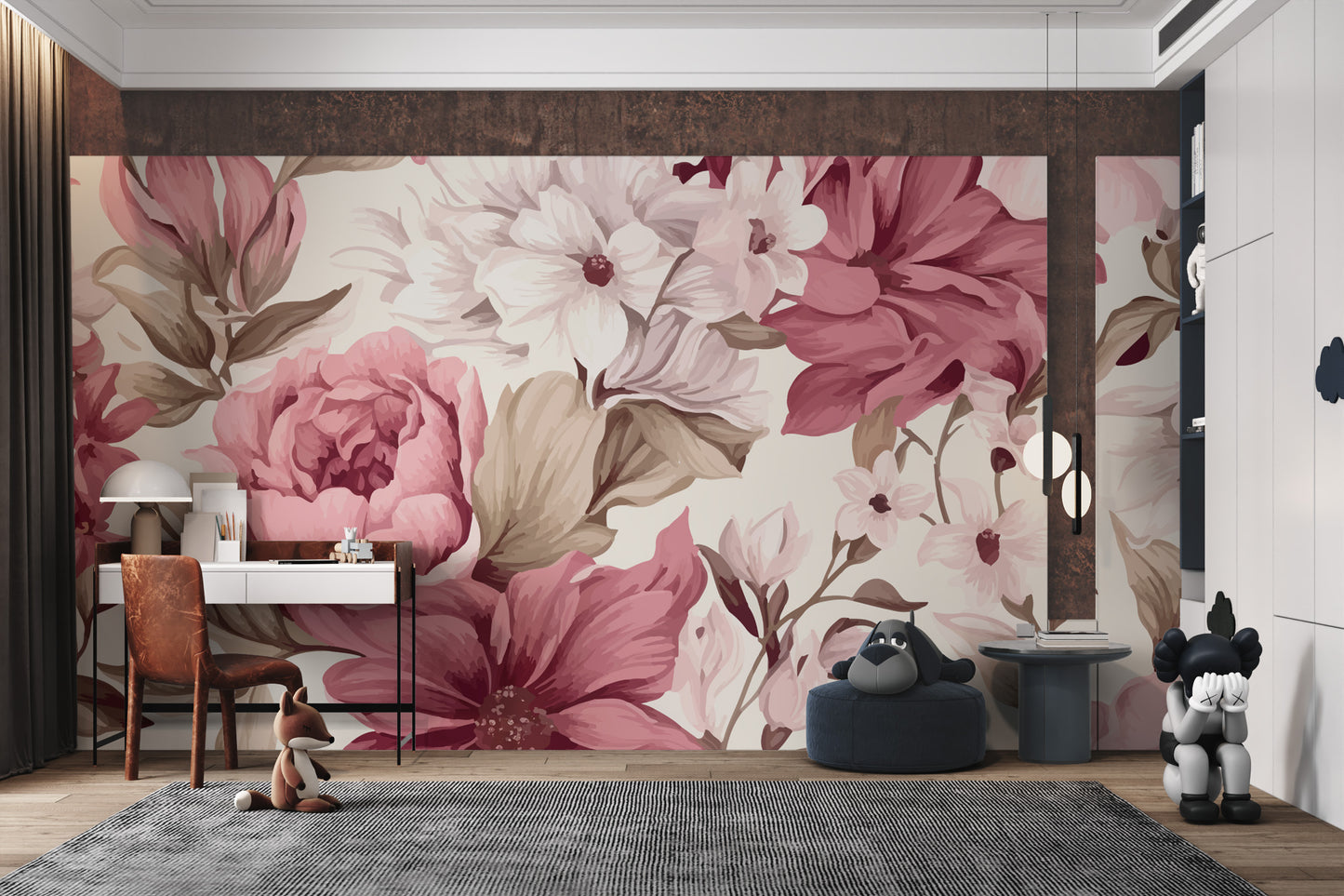Vintage botanical print wallpaper for a cozy look