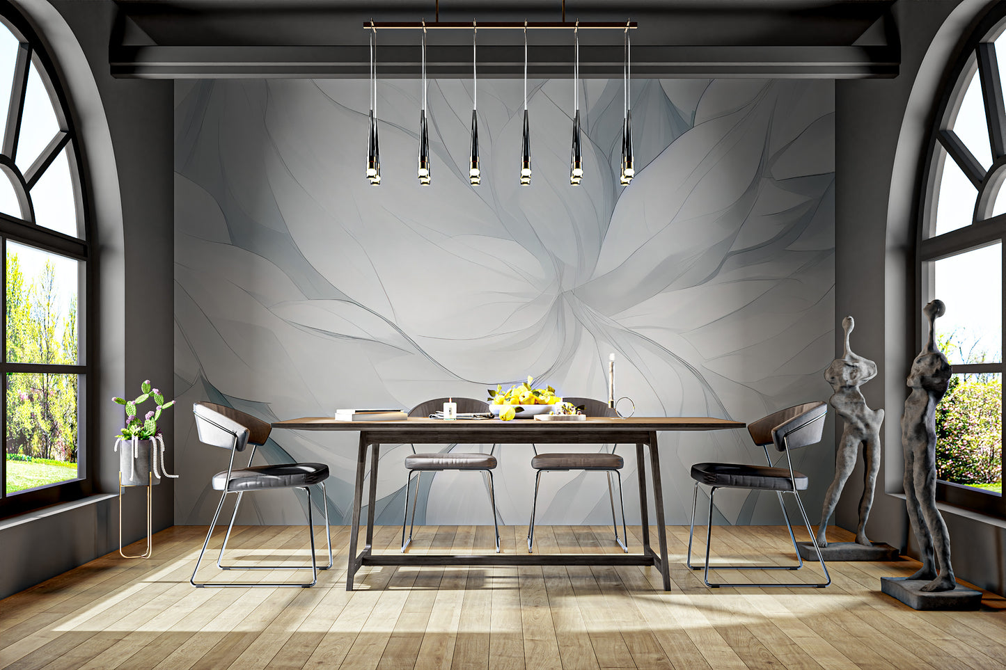 Abstract floral wallpaper with a minimalist style