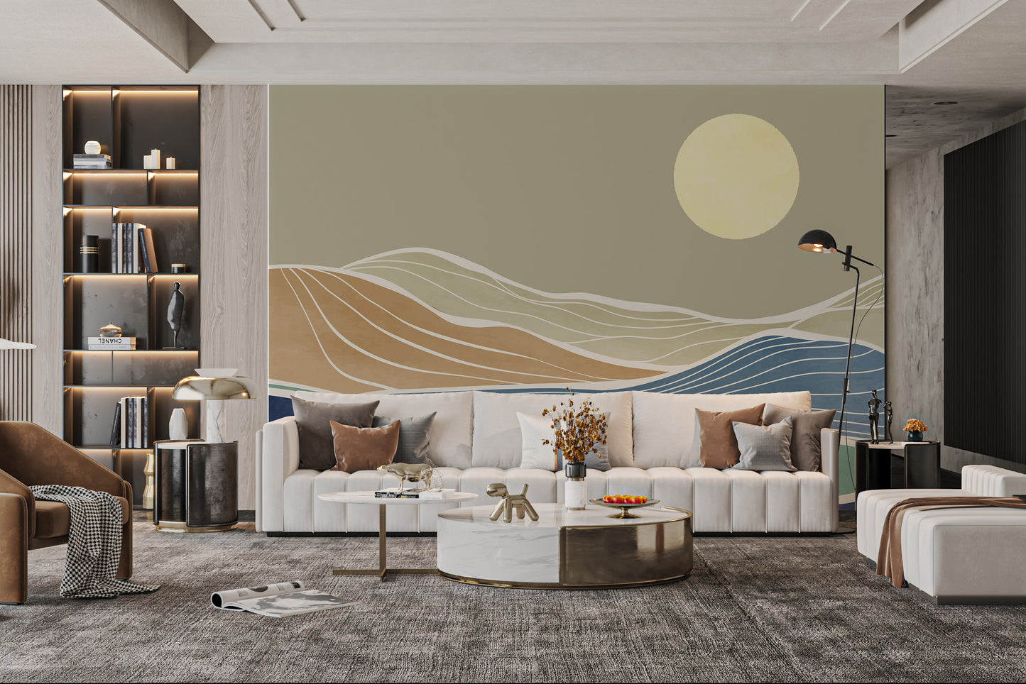 Minimalist ocean wallpaper with soft watercolor hues