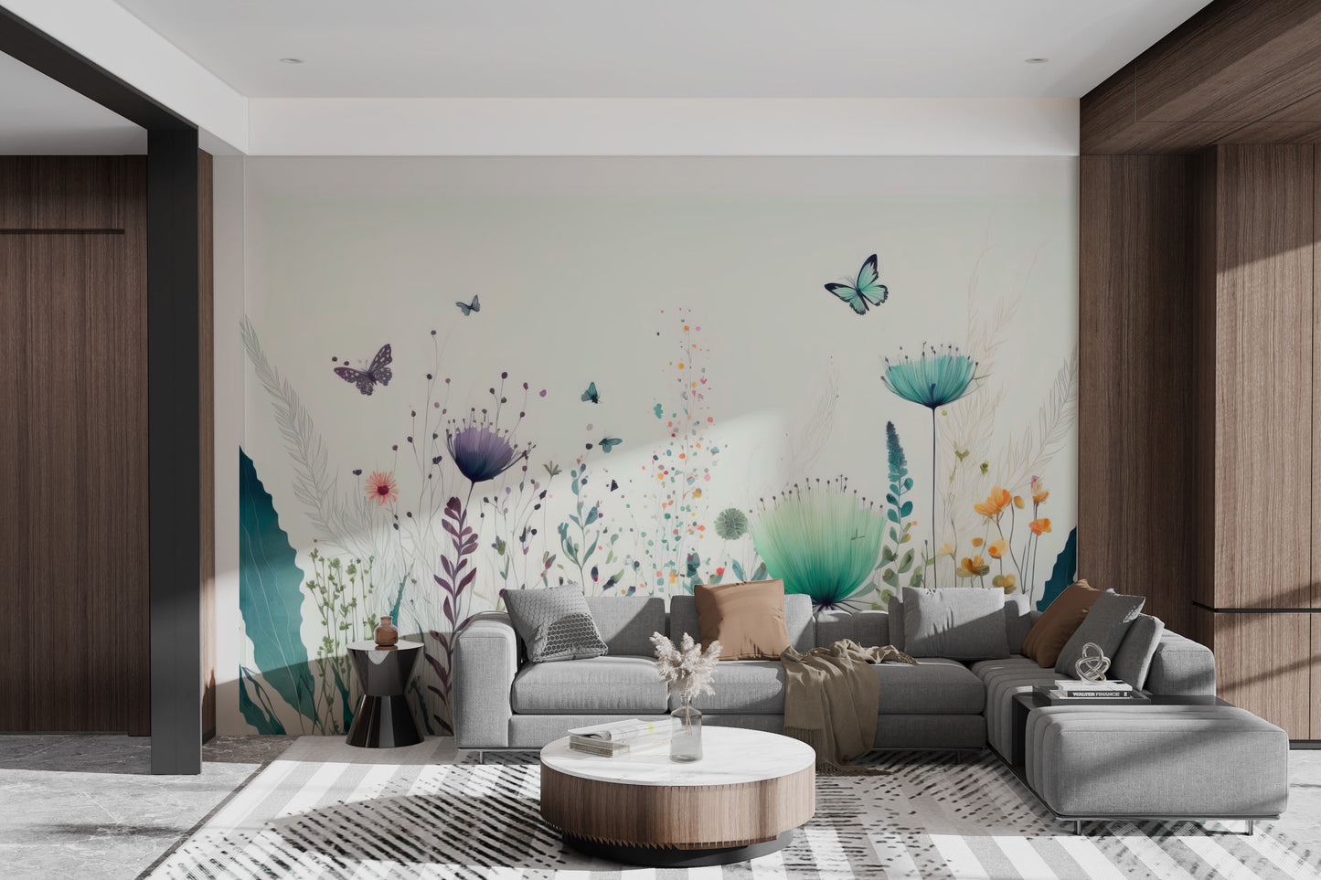 Bohemian floral wallpaper with artistic details
