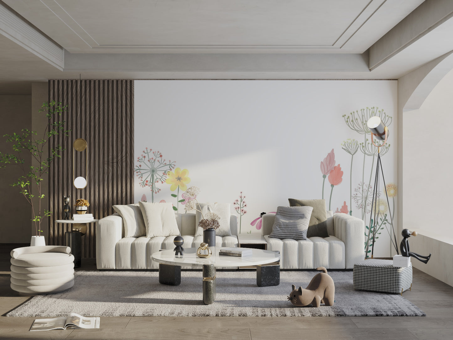 Delicate floral wallpaper for a refreshing space