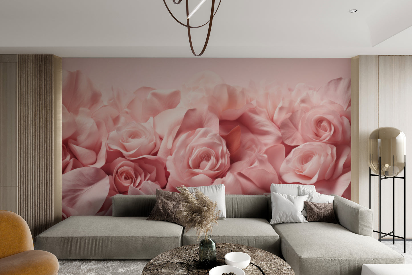Elegant rose bloom background with soft pastel petals